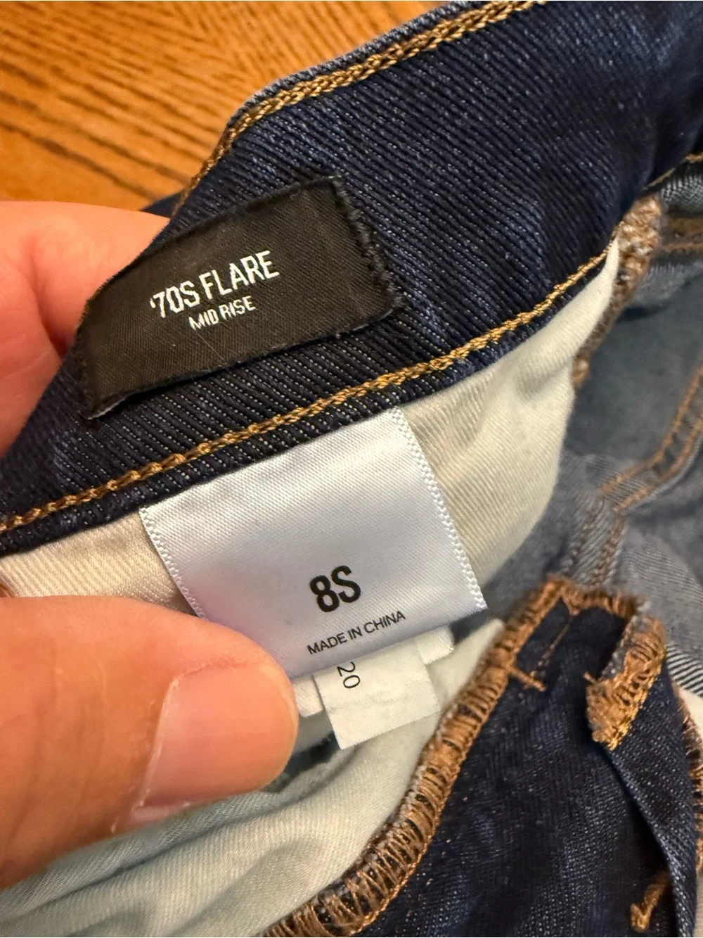 Express Dark Blue Flared Jeans with Raw Hem